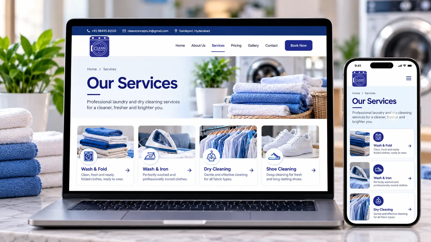 Clean Concepts website project by Ad Your Dream