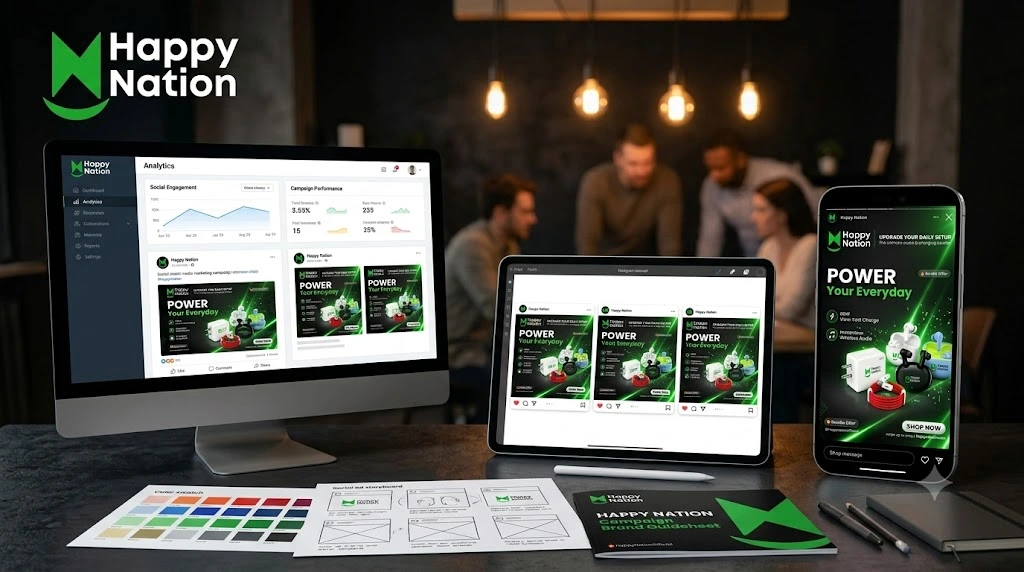 Happy Nation branding identity showcase