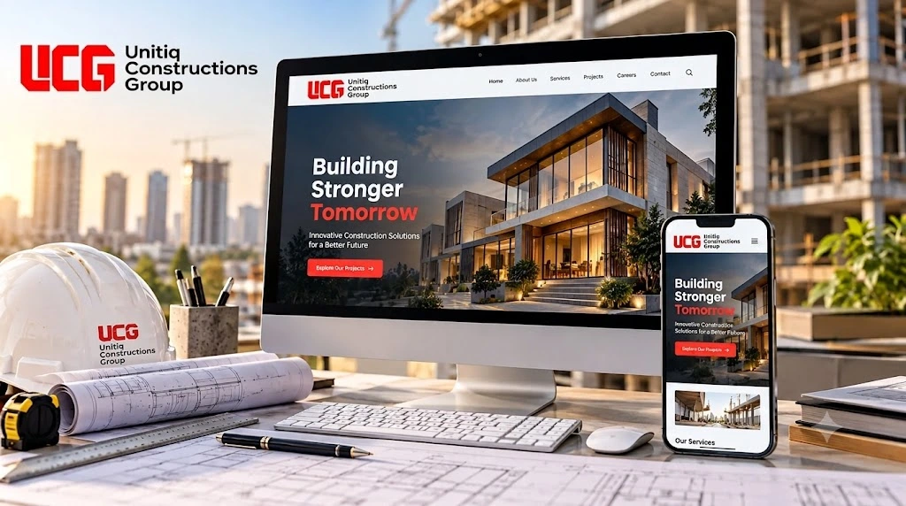 UCG responsive website shown on desktop and mobile